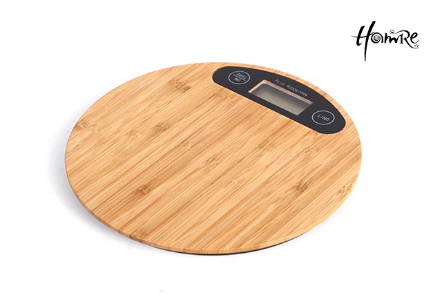 Bamboo Large Round Digital LCD Kitchen Scale